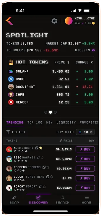 Mobile Discover Page